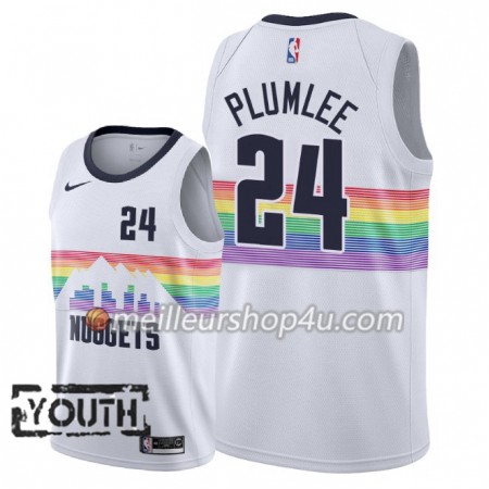 Maillot Basket Enfant Denver Nuggets Mason Plumlee 24 2018-19 Nike City Edition Blanc Swingman